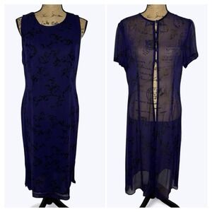 Spenser Jeremy Silk Dress Set 10 Sheer Dark Floral Whimsigoth Fairy Grunge Vtg